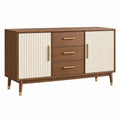 Aparador 160 x 45 x 85 cm de madera marrón y crema con 3 cajones y 2 puertas estilo moderno