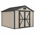 Caseta de jardín 196 x 122 x 177 cm de plástico beige y negro con puertas dobles