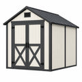 Caseta de jardín 180 x 120 x 200 cm de plástico blanco y negro con doble puerta estilo granero