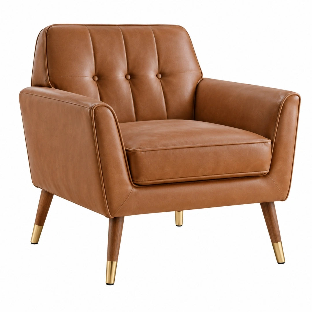 Sillón 84 x 83 x 88 cm tapizado sintético marrón estilo retro