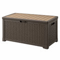 Arcón de almacenamiento exterior 120 x 56 x 63 cm de plástico marrón - mesa auxiliar con tapa