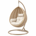 Sillón colgante 115 x 105 x 195 cm de acero y ratán sintético beige para exterior