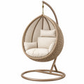 Sillón colgante 110 x 110 x 195 cm de metal y fibra trenzada beige para interior estilo bohemio