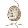 Sillón colgante 100 x 100 x 200 cm de metal y trenzado beige estilo moderno