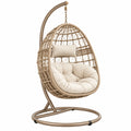 Sillón colgante 105 x 105 x 195 cm de ratán sintético beige con estructura metálica para interior