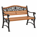 Banco de jardín 122 x 61 x 88 cm de madera y metal marrón negro estilo clásico