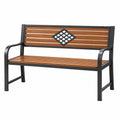 Banco de jardín 122 x 60 x 85 cm de metal y madera marrón negro con respaldo