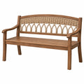 Banco de jardín 120 cm de madera marrón y ratán con reposabrazos estilo natural